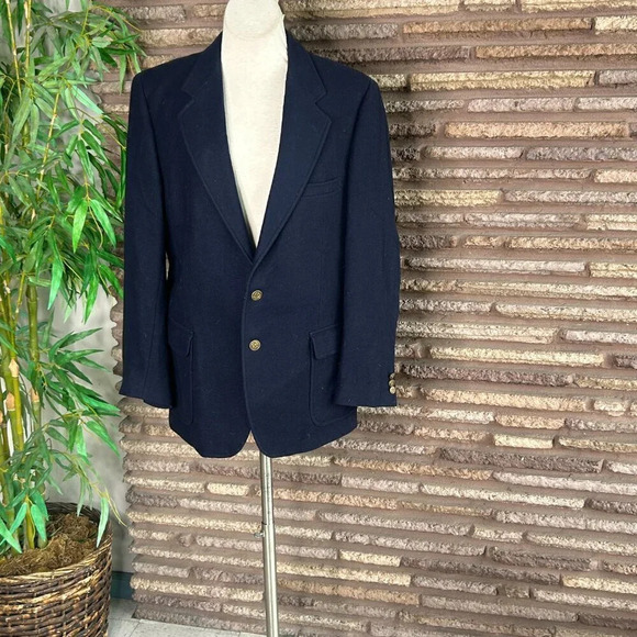 J. G. Hook Men's Vintage Navy Blue Wool Blazer Gold Buttons 44 R - Picture 9 of 9